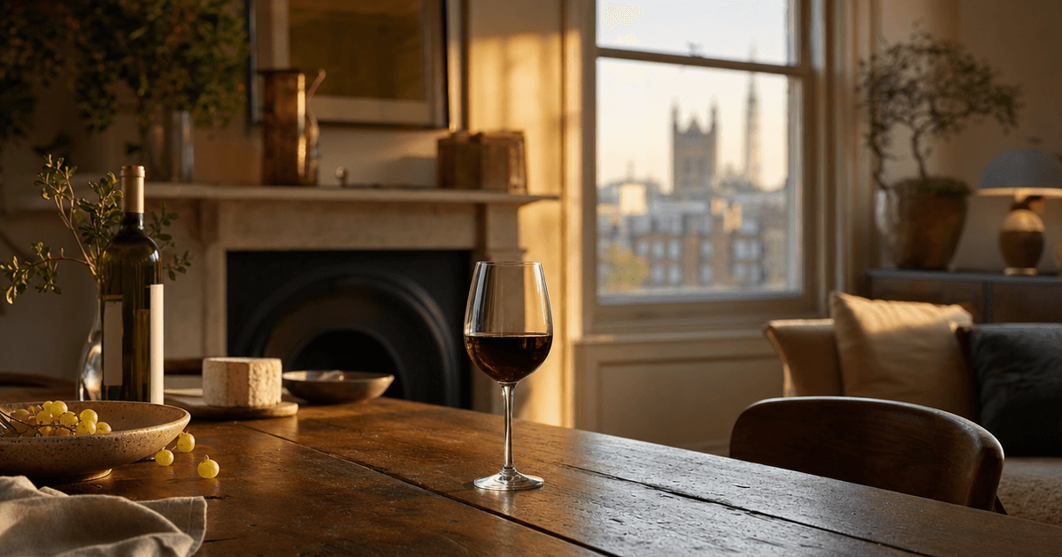 Glass of bordeaux dry white wine on an oak barrel with gravel vineyard soil in the background