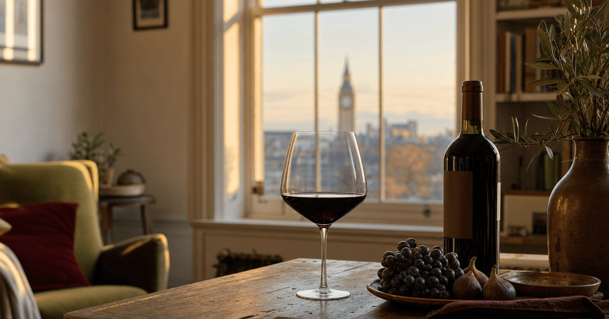 Two glasses of deep red wine on a wooden bar, one labelled Primitivo and one Zinfandel, showing the primitivo vs zinfandel comparison