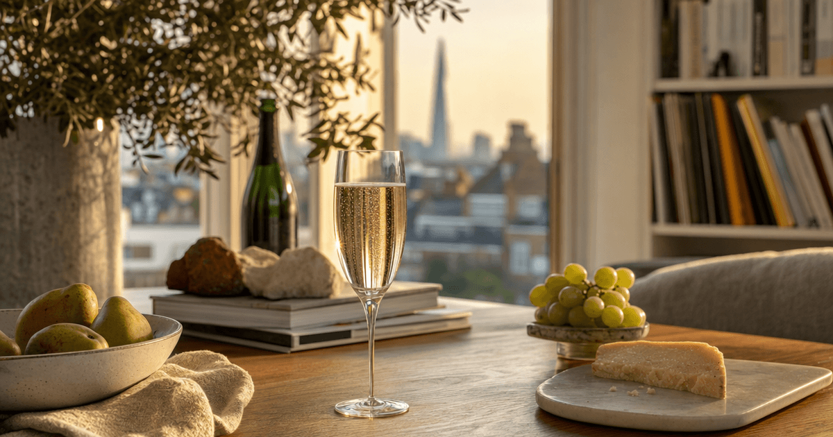 Glasses of Franciacorta wine sparkling in the hills near Lake Iseo, Lombardy, Italy